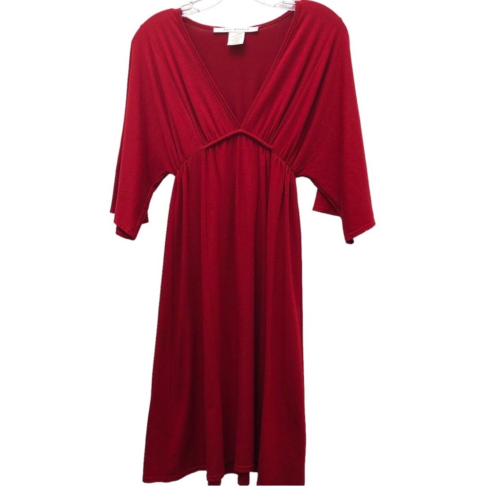 Max Studio Deep-V Neckline Empire Waist  Dolman Sleeve Mini Dress W Size S Red